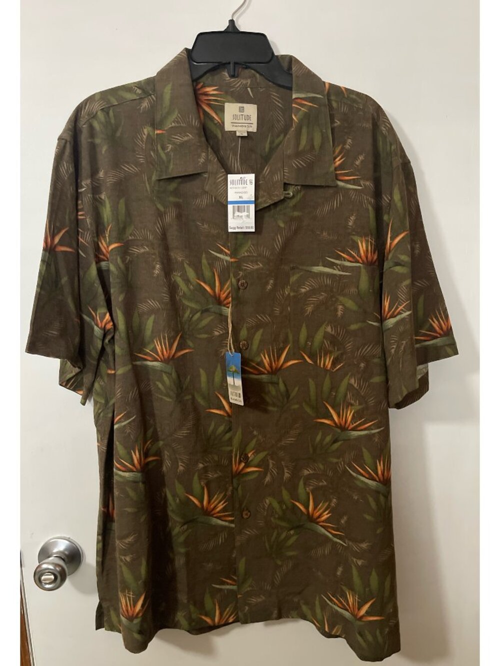 NWT Mens Solitude Washable Silk Hawaiian Short Sleeve Shirt Size XL